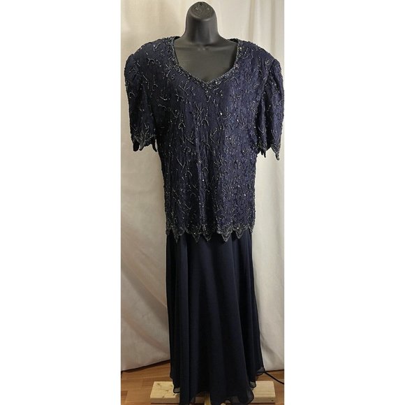 The Evening Store Womens Navy Formal Full Length Dress Gown Size 2X - Picture 1 of 12